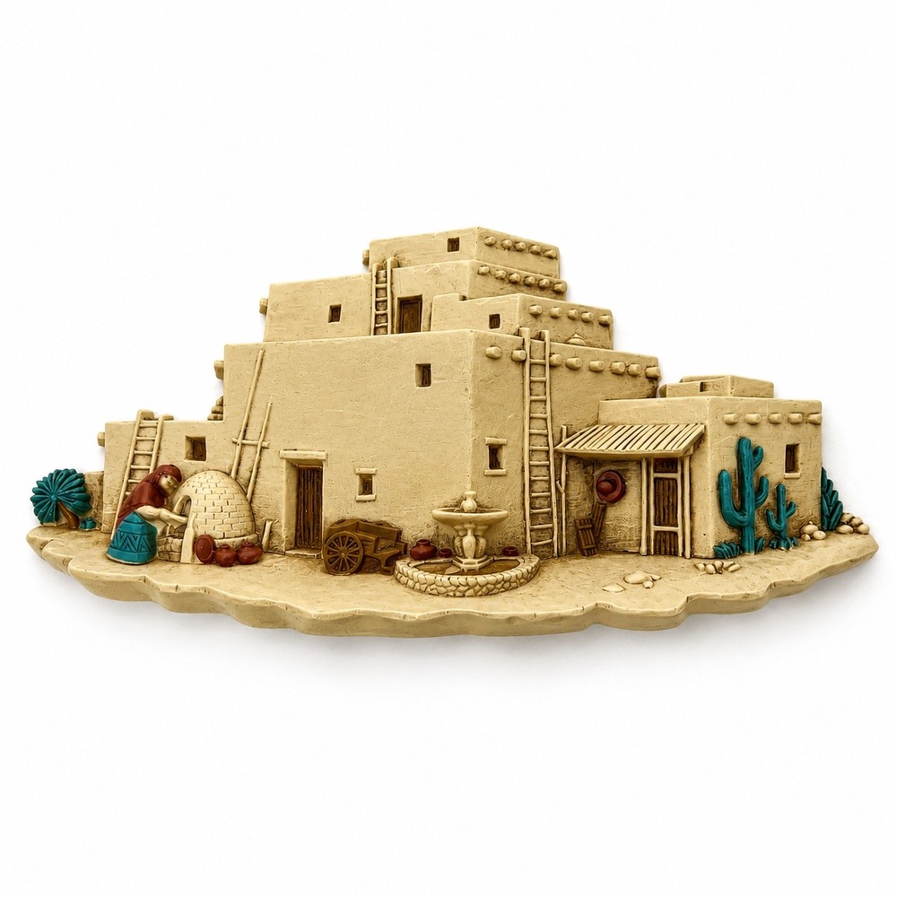 Vintage Burwood Products Southwestern Adobe Pueblo Wall Plaque 3291-2B 1993 USA